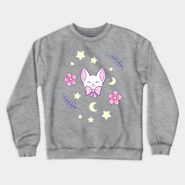 Sakura Cat // Purple | Nikury Crewneck Sweatshirt by Nikury